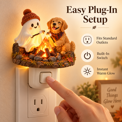 🔥 Fireside Friends™ | Flickering Campfire Plug-In Night Light