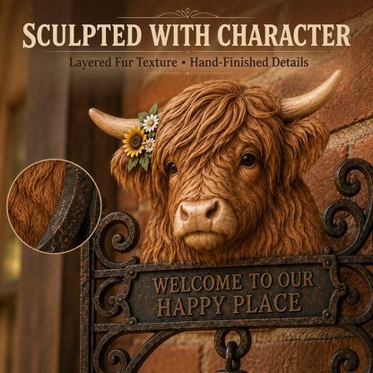 🎅 2026 Christmas Gift 50% Off🐂 Highland Cow Welcome Bell – Rustic Farmhouse Door Décor🔔