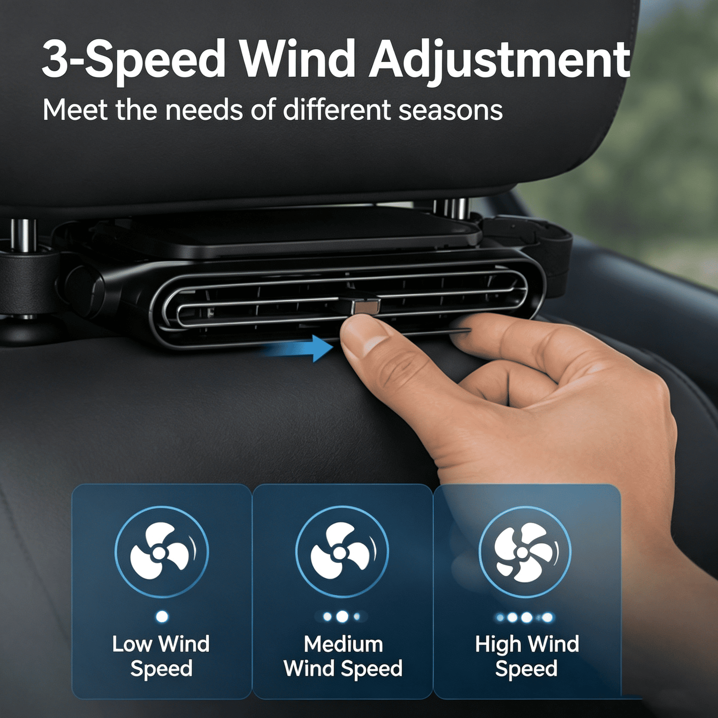 🚗 Rechargeable Car Seat Velcro Fan – 3 Speed Portable Cooling Fan for Cars, Golf Carts & RV Travel ❄️