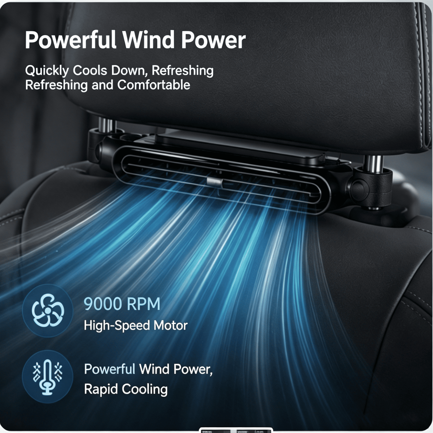 🚗 Rechargeable Car Seat Velcro Fan – 3 Speed Portable Cooling Fan for Cars, Golf Carts & RV Travel ❄️