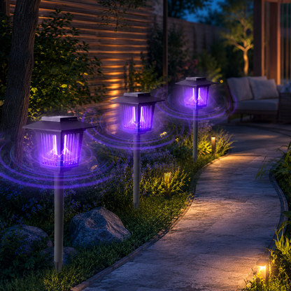 Outdoor Solar LED Mosquito Killer Garden Lamp - Best Stinger for Mosquitoes/Moths/Flies