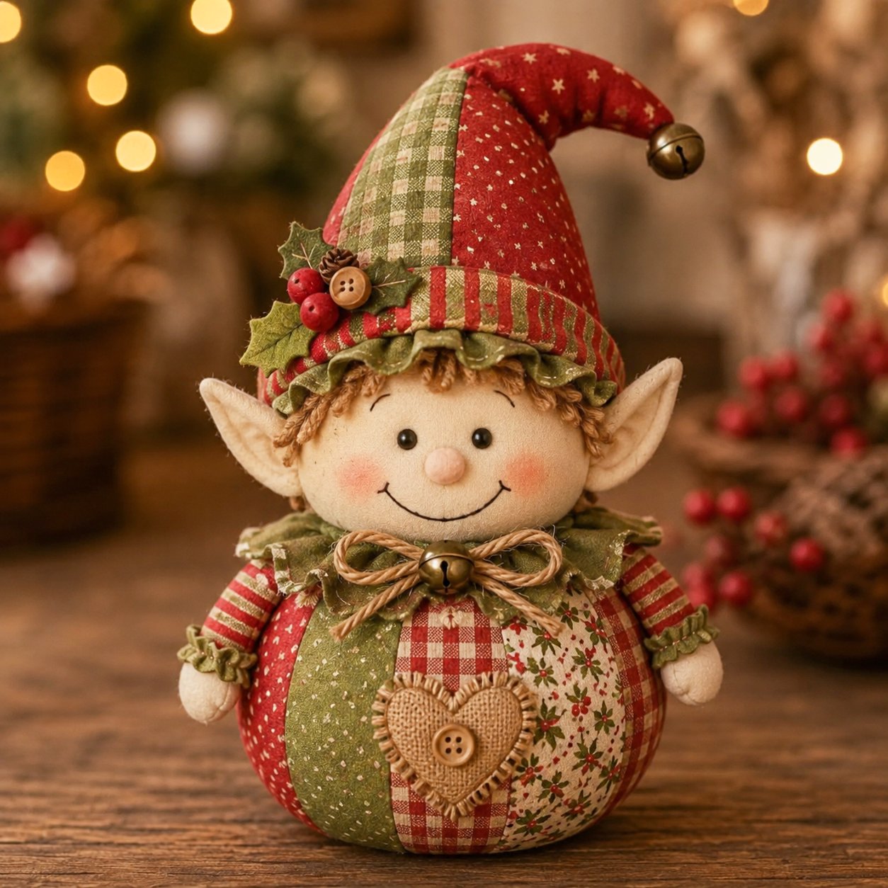 DIY Patchwork Christmas Character Doll Kit – Handmade Holiday Fabric Craft Decoration
