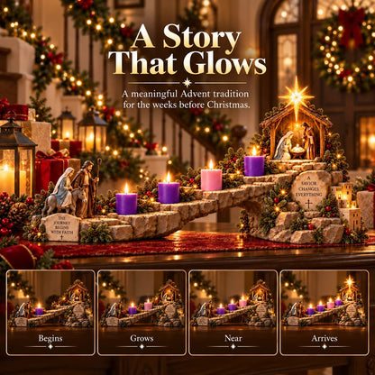 Free Shipping——✝️ Journey to Bethlehem – 4-Week Illuminated Advent Nativity Trail