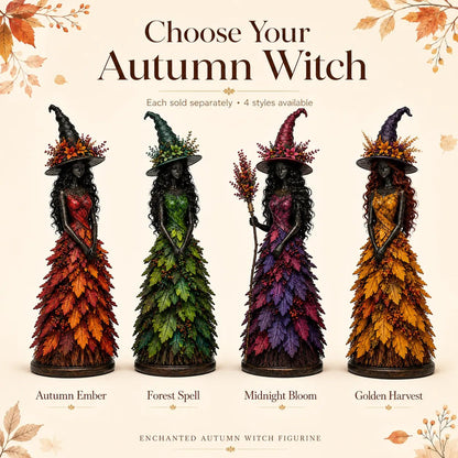 🍂🍁 Mystical Autumn Witch Statue for Fall & Halloween Decor