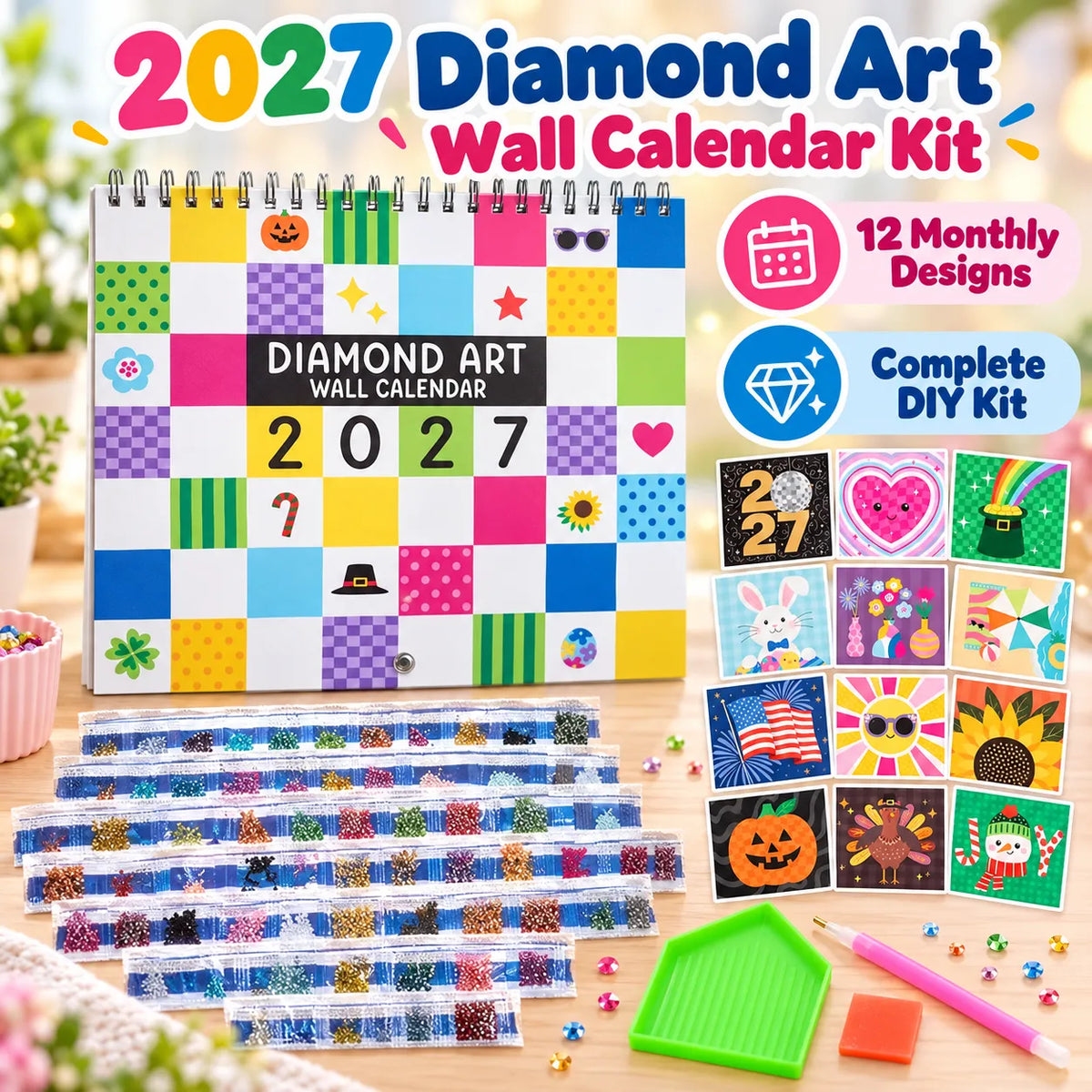 💎✨ 2027 Diamond Art Calendar Kit – 12 Months of Sparkling Creativity