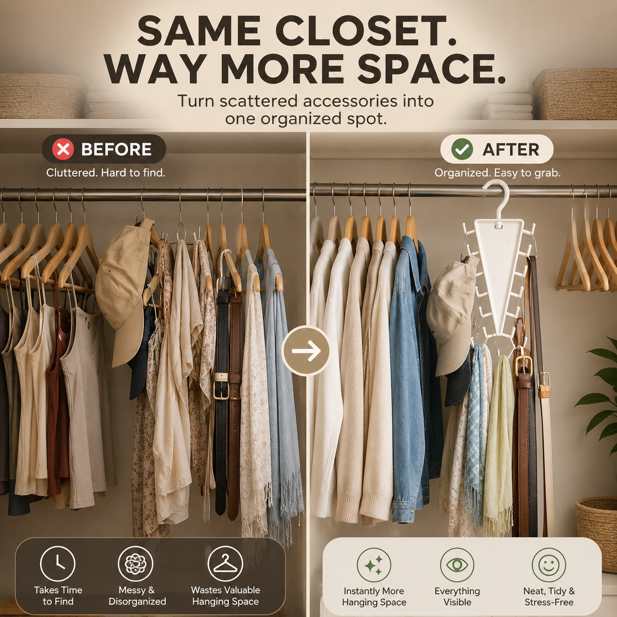 👚12-Hook 360° Rotating Closet Organizer – Maximize Space & Keep Accessories Neatly Within Reach