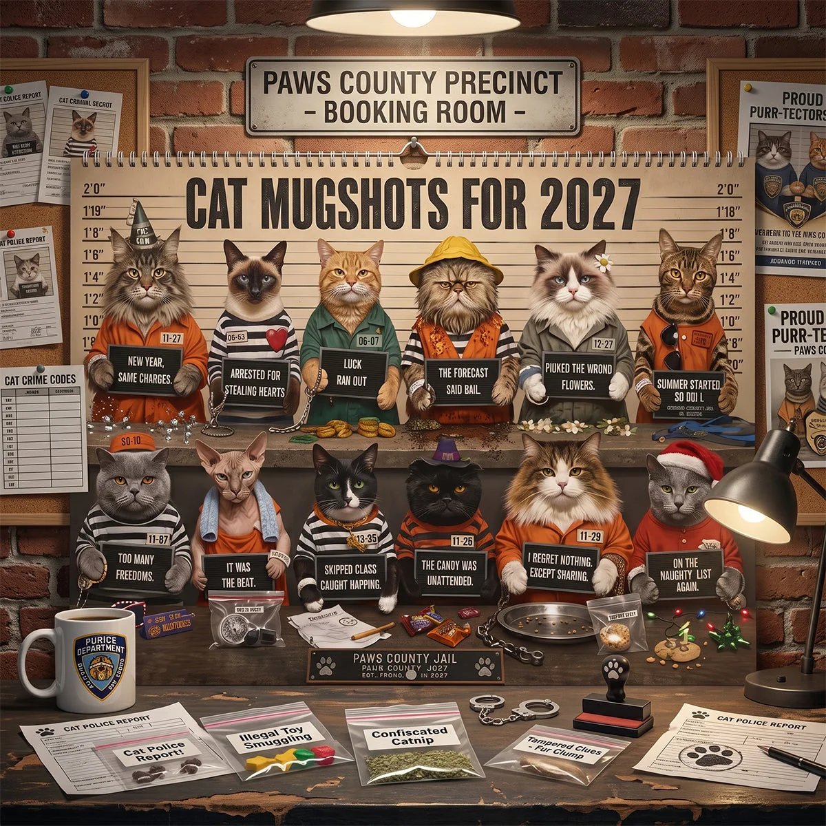 😂 Cat Mugshots 2027 Calendar | 12 Months of Feline Crimes & Chaos📅