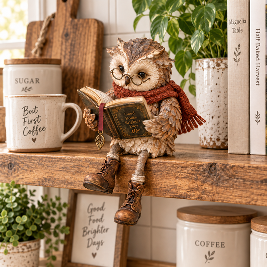 🦉 Cozy Reading Owl Figurine – A Charming Companion for Book Lovers 📚✨