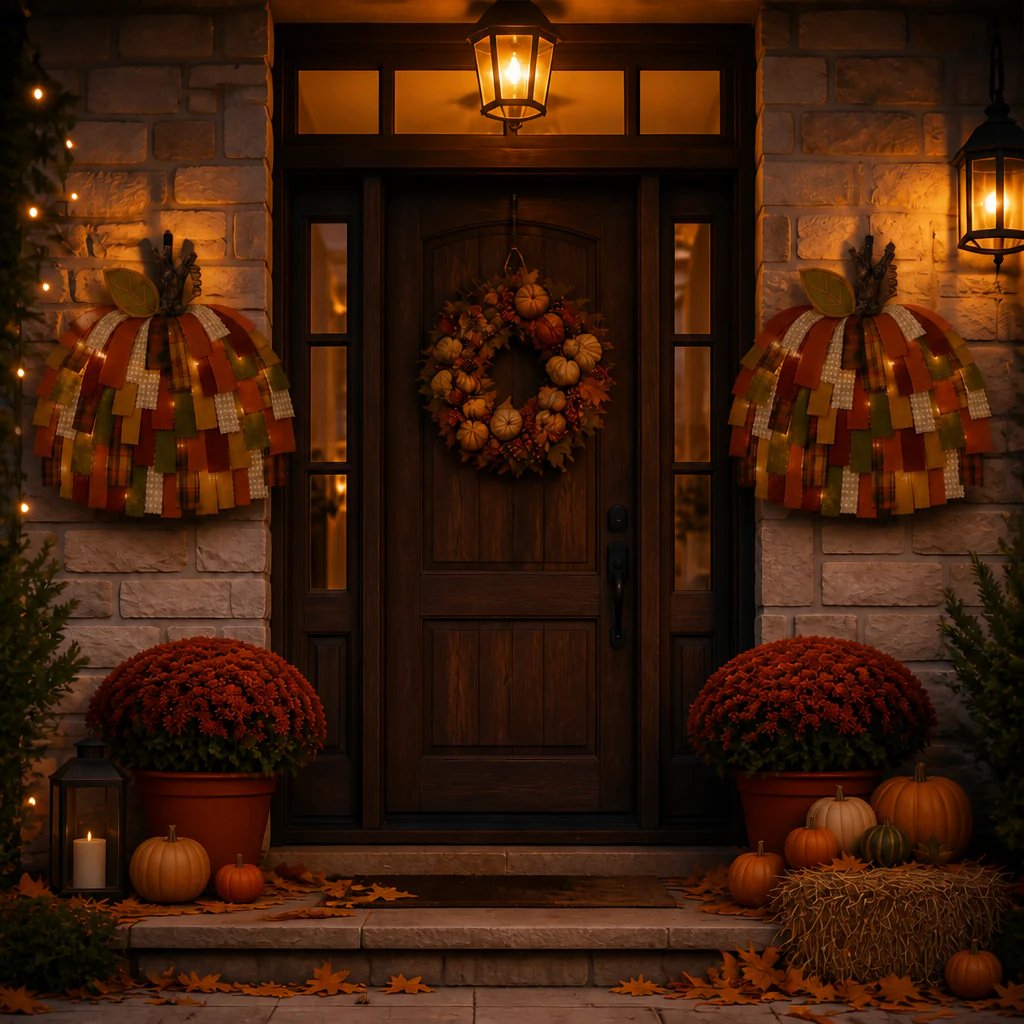 🎃Handmade Patchwork Pumpkin Door Hanger for Fall & Thanksgiving Decor🍂