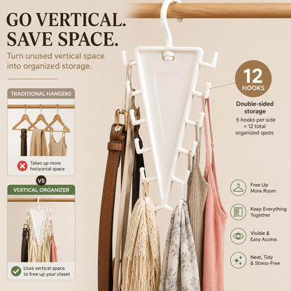 👚12-Hook 360° Rotating Closet Organizer – Maximize Space & Keep Accessories Neatly Within Reach