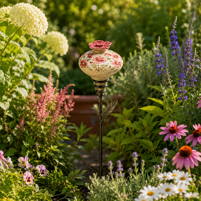 🌺Vintage Ceramic Hummingbird Feeder – Decorative Flower Garden Stake