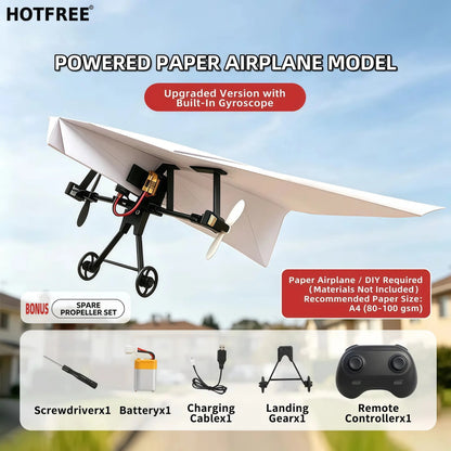 RC Powered Paper Airplane Kit Remote Control DIY Flying Toy with Gyro Stabilizer Dual Propellers