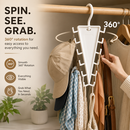 👚12-Hook 360° Rotating Closet Organizer – Maximize Space & Keep Accessories Neatly Within Reach