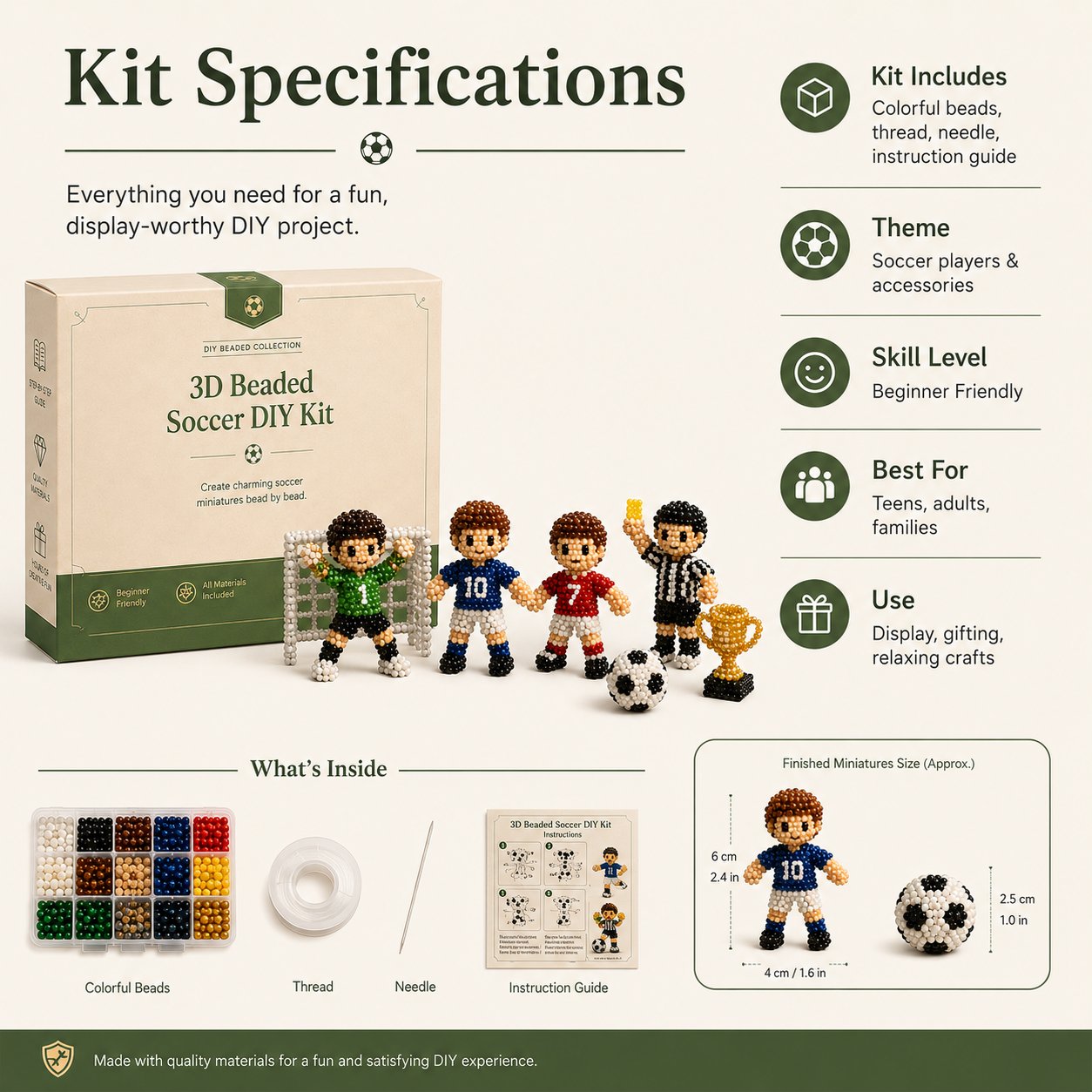 🔥LAST DAY 50% OFF⚽ Soccer Fan Beaded Craft Kit |Build Your Dream Team