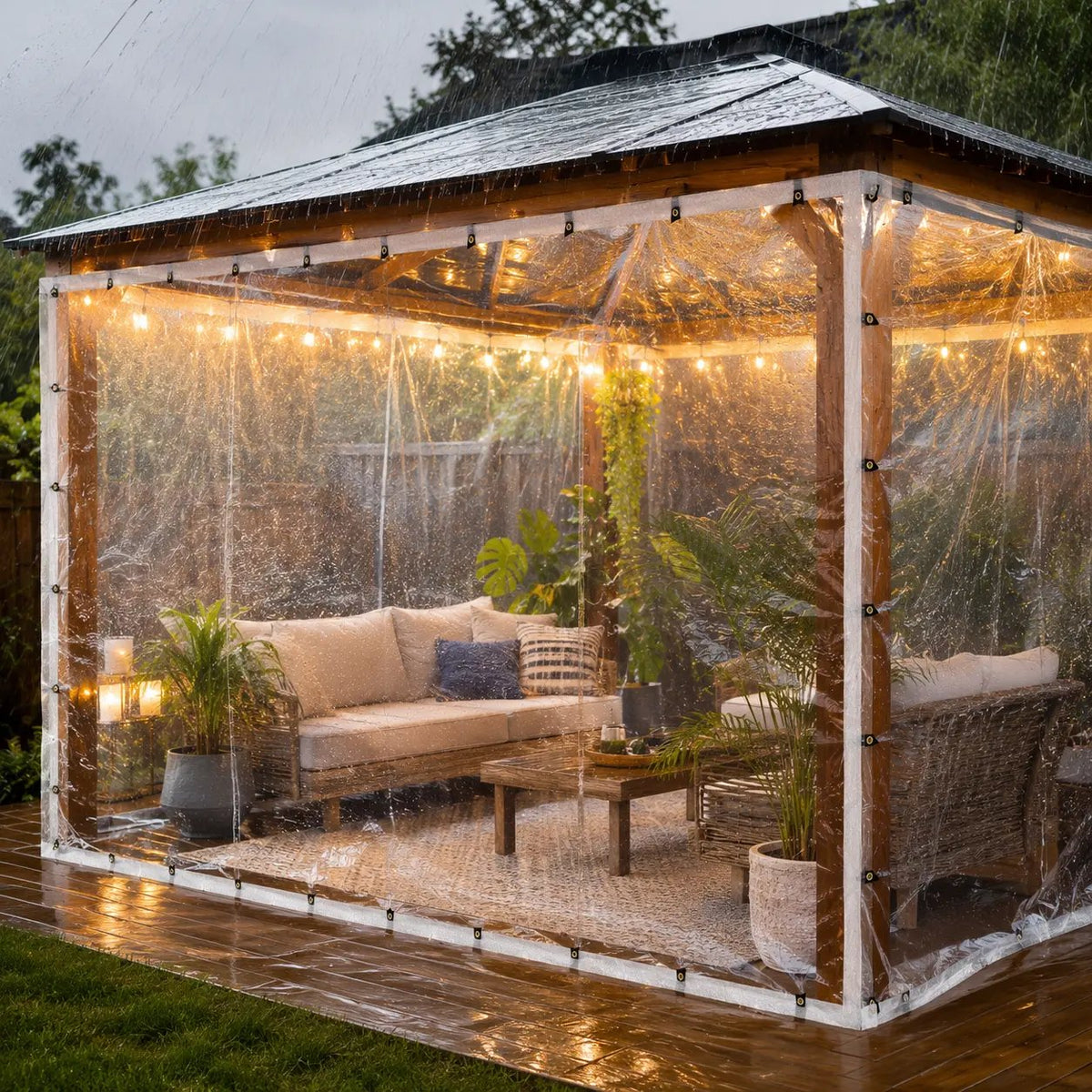 🌧️ See Through. Stay Dry. | Heavy Duty Clear Waterproof Tarp with Grommets