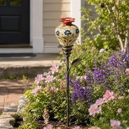🌺Vintage Ceramic Hummingbird Feeder – Decorative Flower Garden Stake