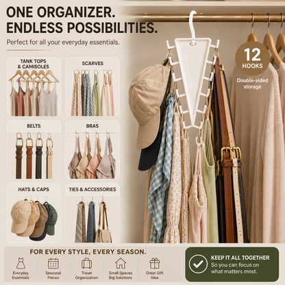 👚12-Hook 360° Rotating Closet Organizer – Maximize Space & Keep Accessories Neatly Within Reach