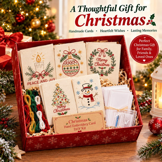 🎄🪡 Christmas Hand Embroidery Card DIY Kit – Stitch a Little Holiday Magic ✨