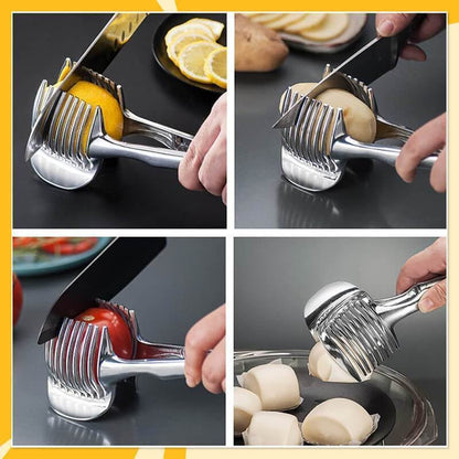 🔪 8-Slot Kitchen Slicing Guide - Safe & Even Fruit & Vegetable Cutter