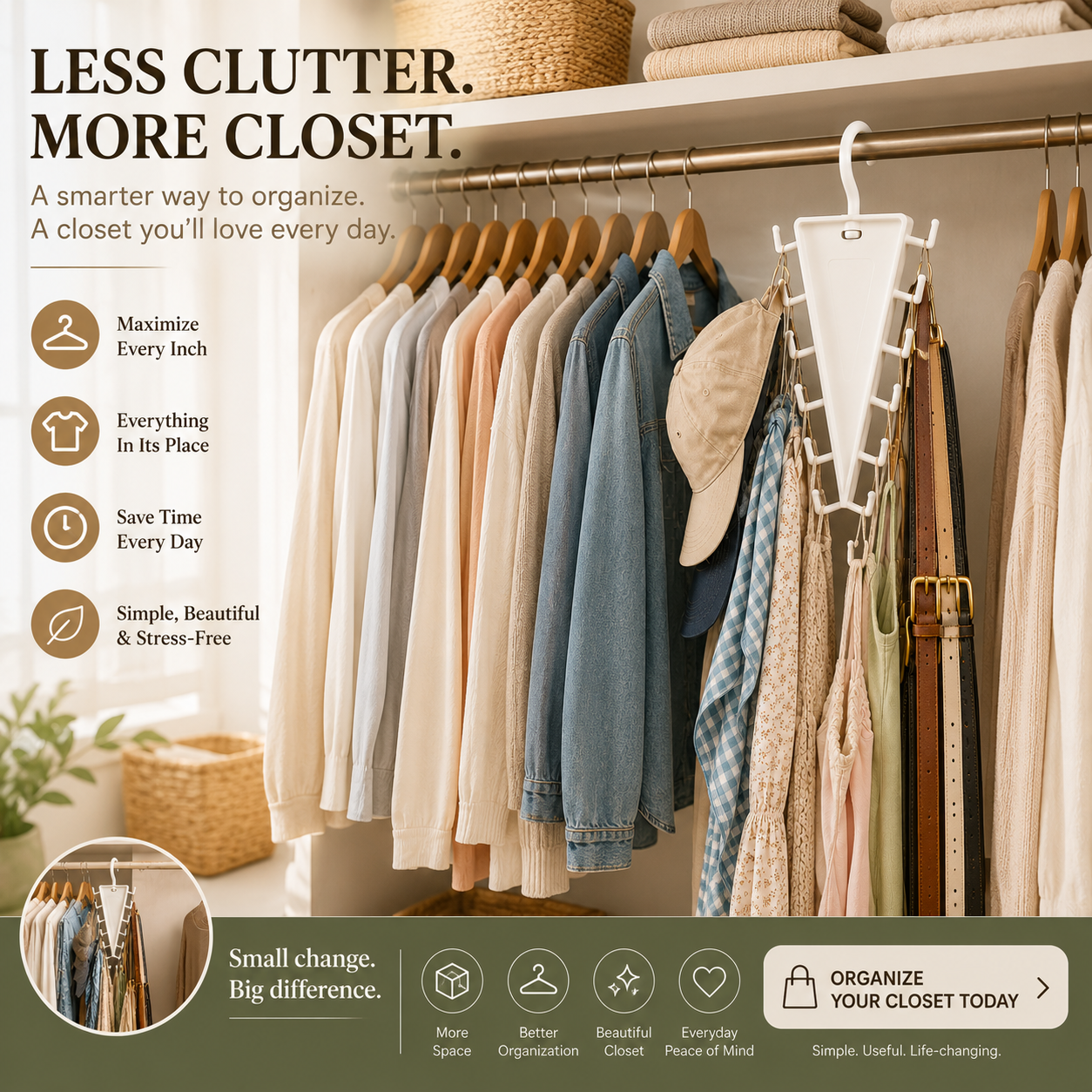 👚12-Hook 360° Rotating Closet Organizer – Maximize Space & Keep Accessories Neatly Within Reach