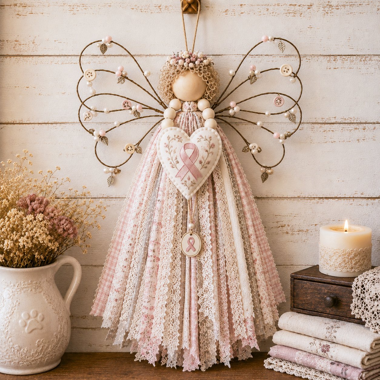 🪽 Vintage Wire‑Wing Angel Fabric DIY Craft Kit
