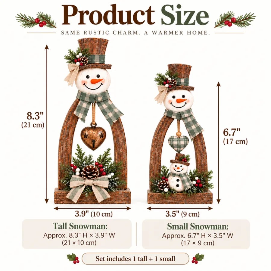 🤎☃️Rustic Vintage Snowman Tabletop Decor Set