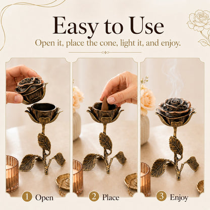 🌹 Vintage Floral Rose Incense Holder – Elegant Aromatherapy Décor for Meditation & Relaxation ✨