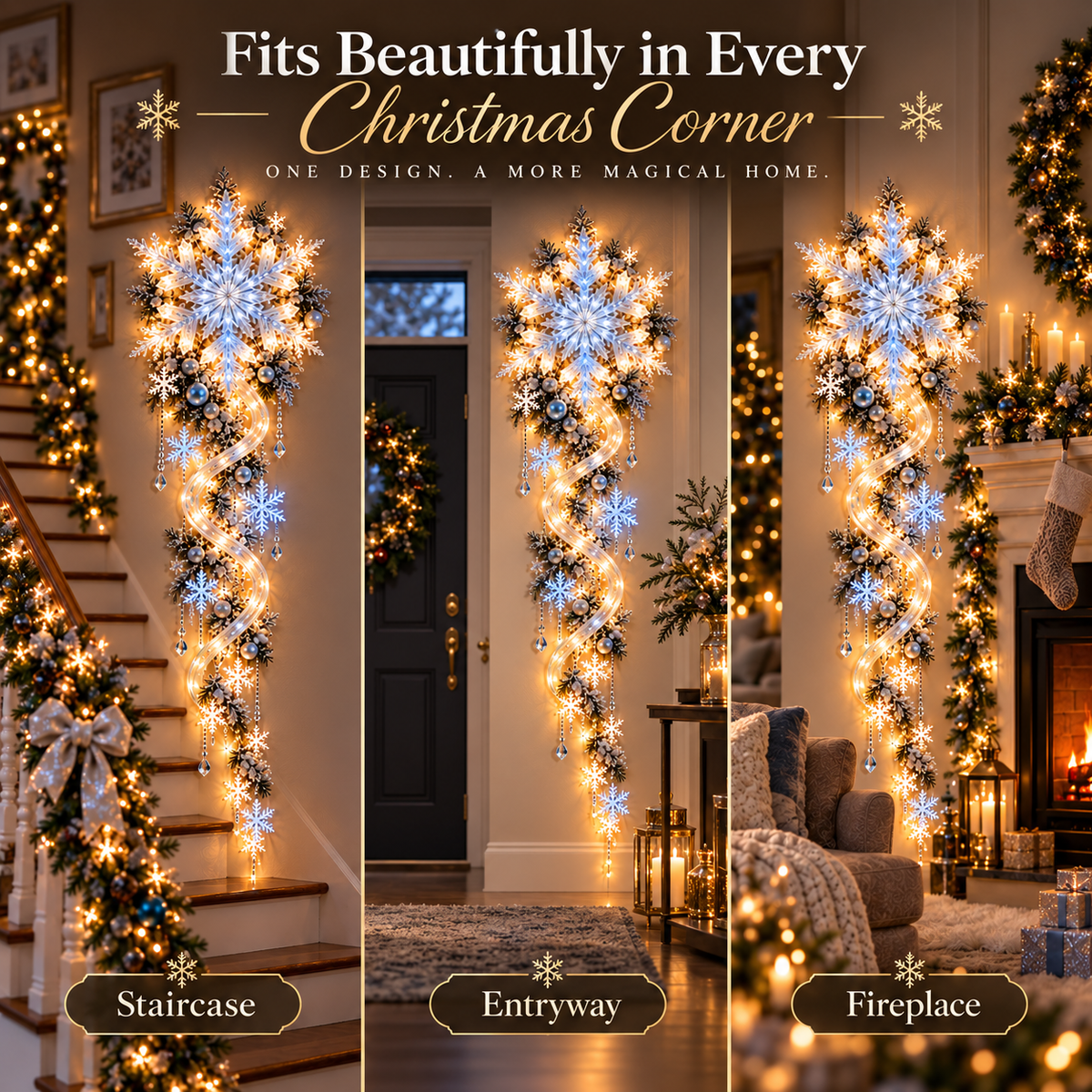 ❄️ Midnight Blizzard Trail™ Giant Snowflake Wall Light