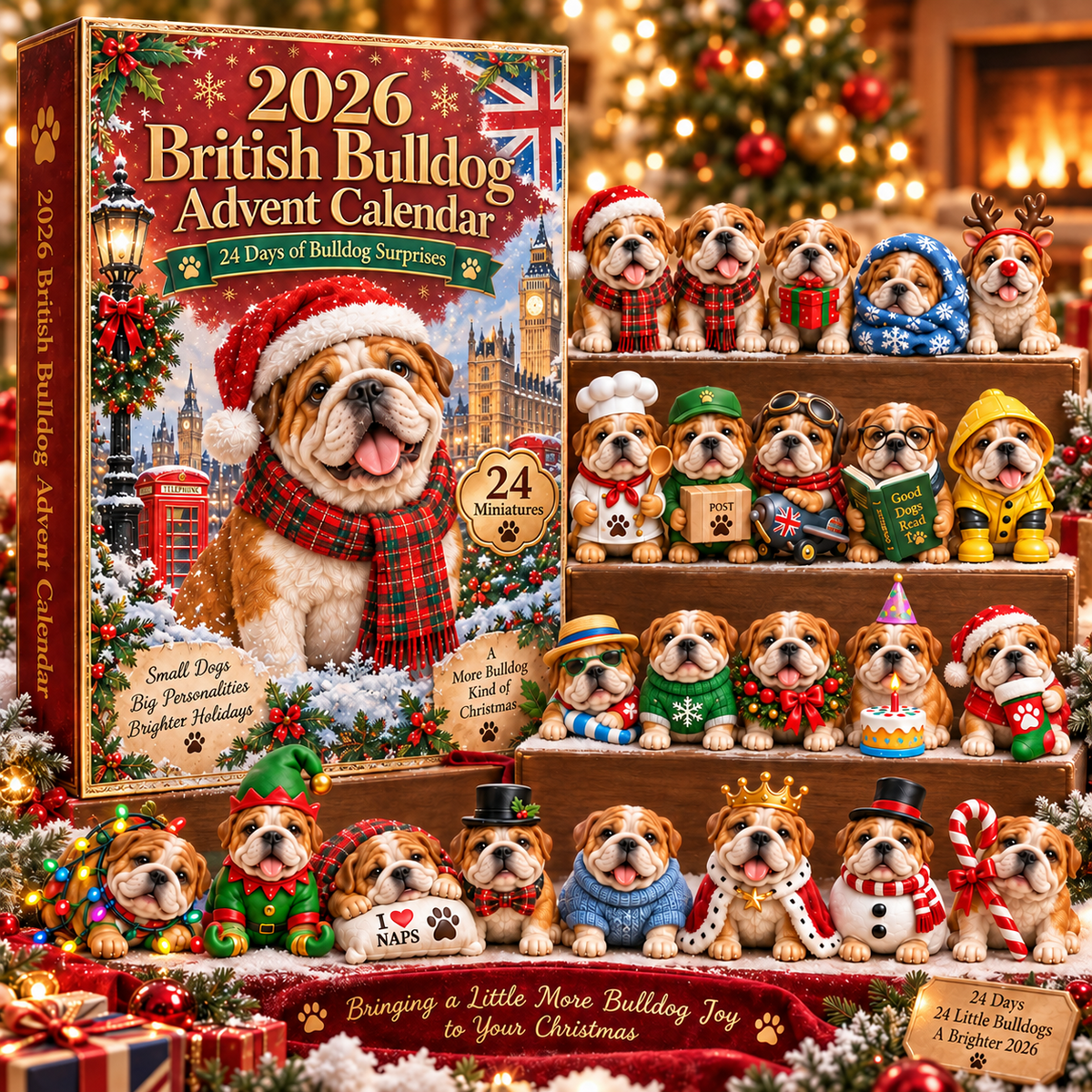 🐶🐾 Bulldog Trouble Advent Calendar – 24 Days of Christmas Chaos