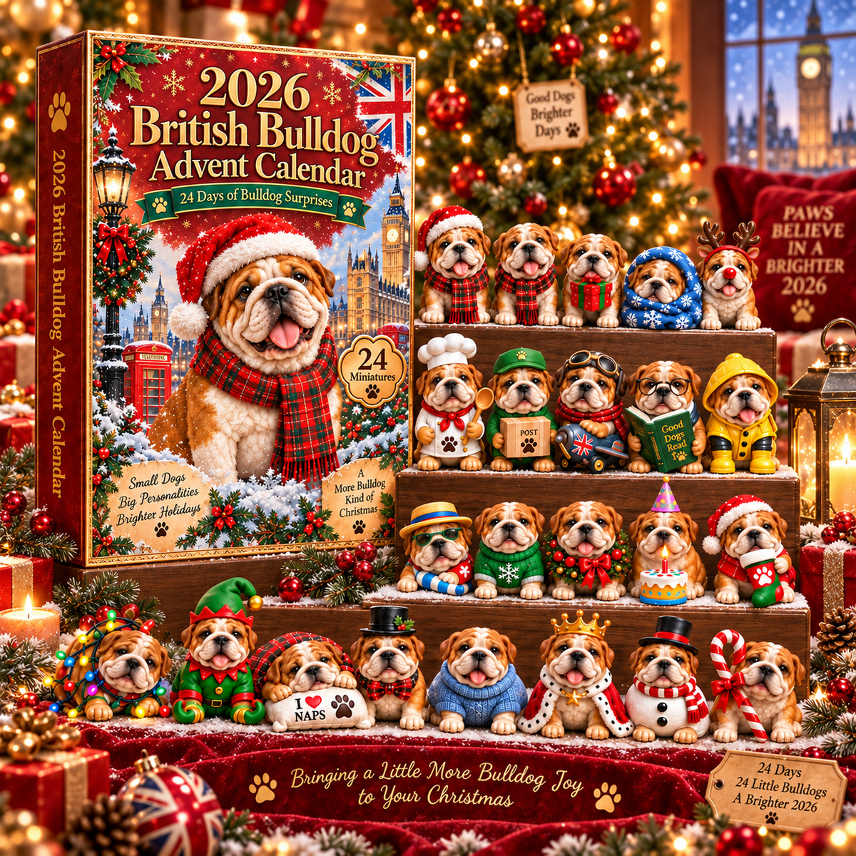 🐶🐾 Bulldog Trouble Advent Calendar – 24 Days of Christmas Chaos