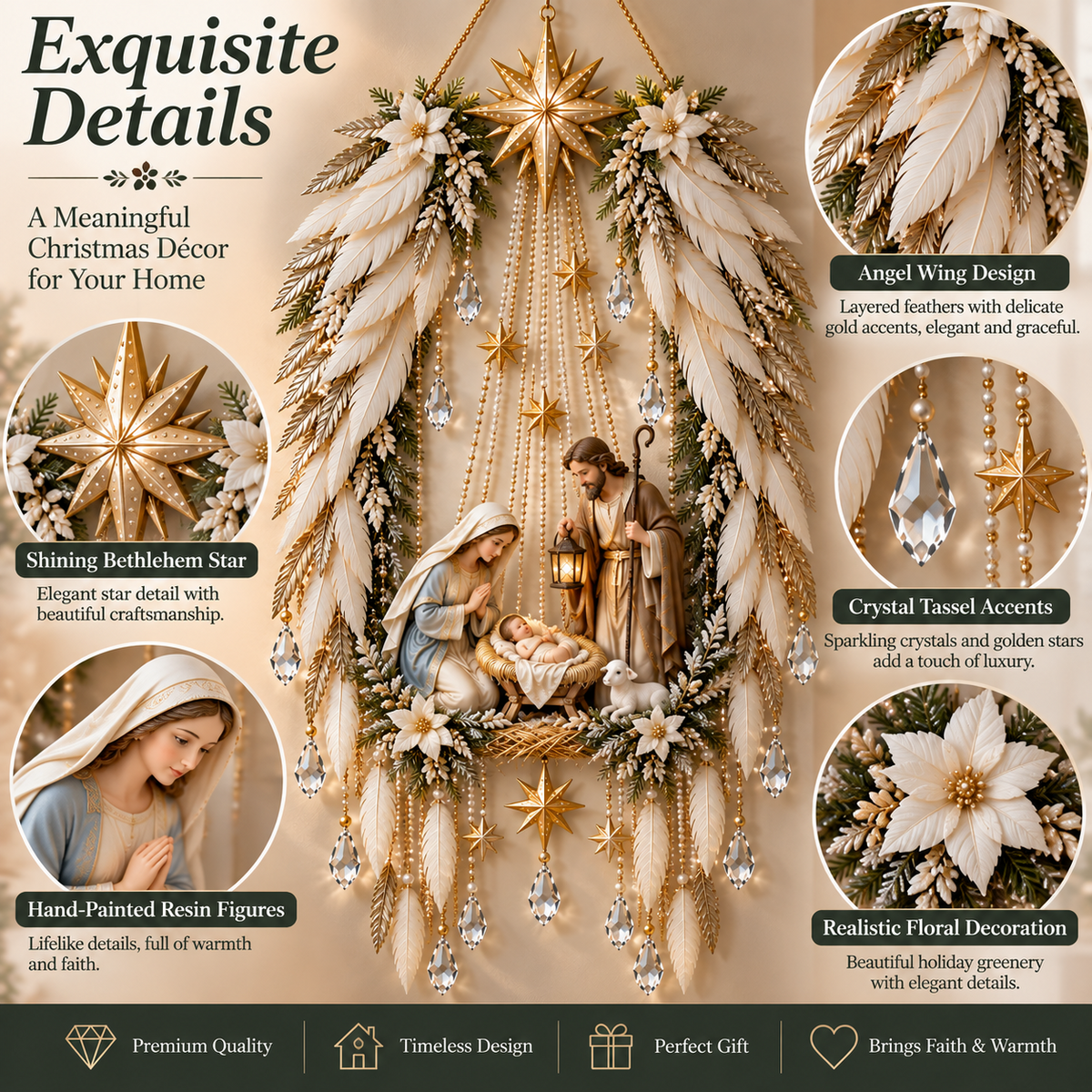 ✨ Held Beneath His Wings | Nativity Christmas Wall Light