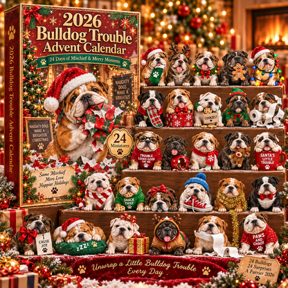 🐶🐾 Bulldog Trouble Advent Calendar – 24 Days of Christmas Chaos