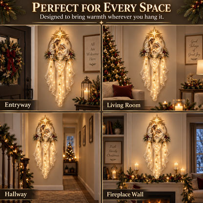🎁 49% OFF TODAY | ✨ Holy Family Beneath the Bethlehem Star Lighted Wall Decor 🙏🎄