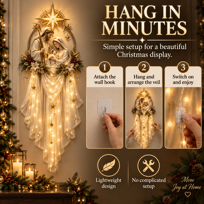 🎁 49% OFF TODAY | ✨ Holy Family Beneath the Bethlehem Star Lighted Wall Decor 🙏🎄