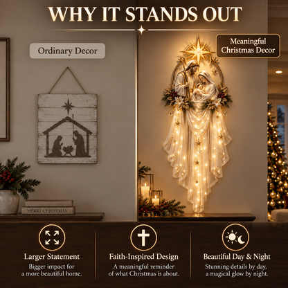🎁 49% OFF TODAY | ✨ Holy Family Beneath the Bethlehem Star Lighted Wall Decor 🙏🎄