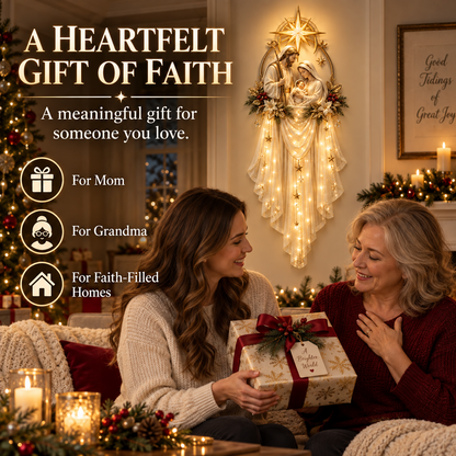 🎁 49% OFF TODAY | ✨ Holy Family Beneath the Bethlehem Star Lighted Wall Decor 🙏🎄