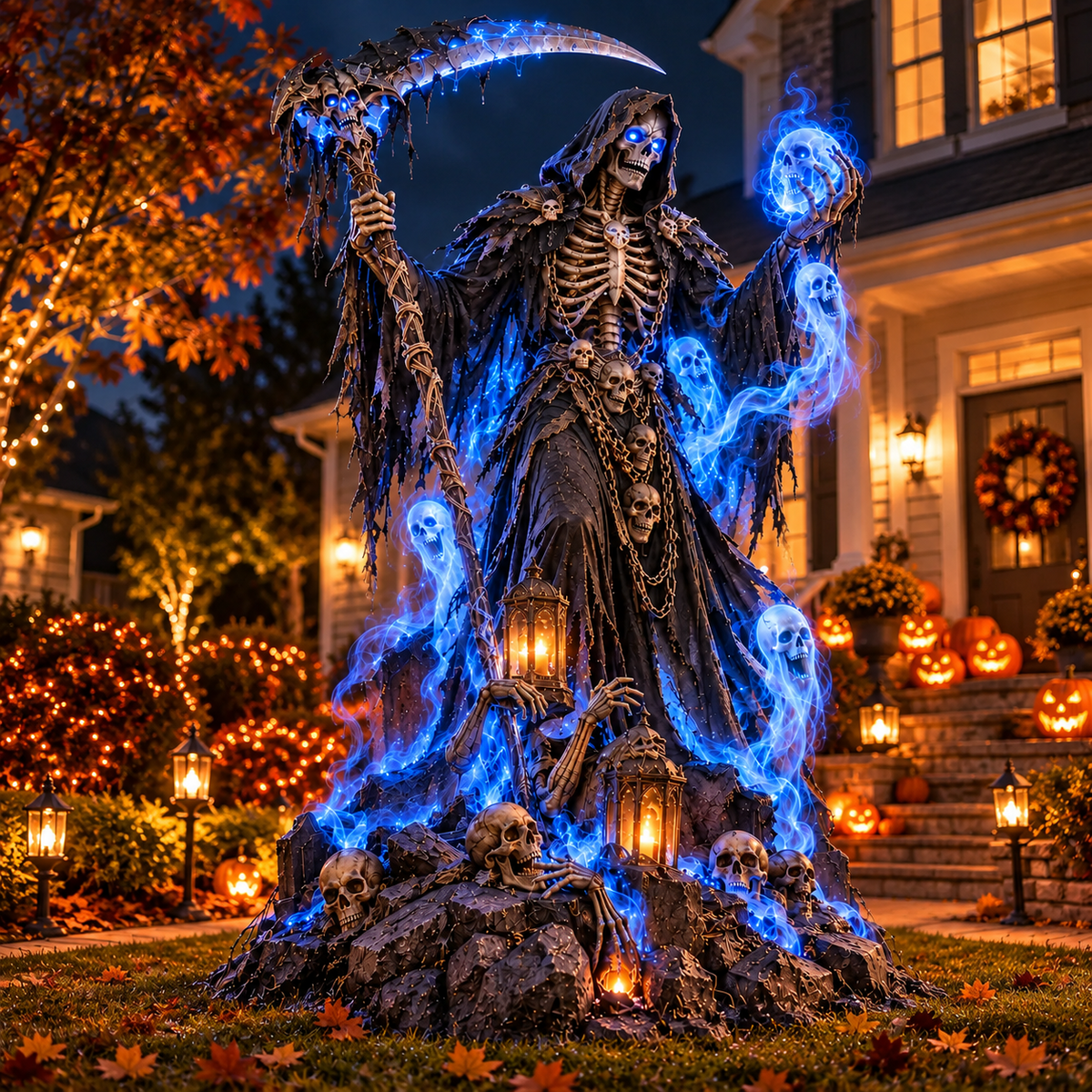 🎁💀The Grim Reaper’s Glowing Garden-A Spooky Halloween Yard Display