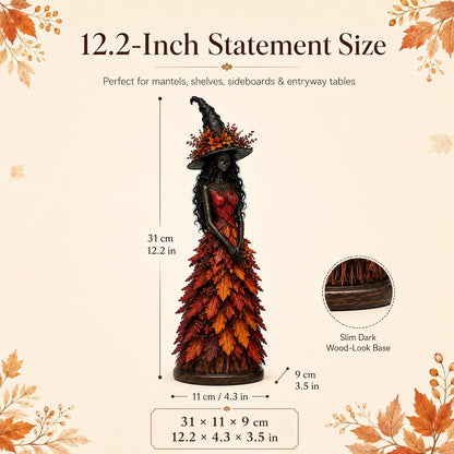 🍂🍁 Mystical Autumn Witch Statue for Fall & Halloween Decor