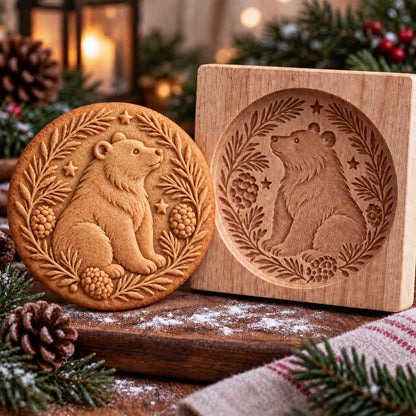 🍪🦊 Woodland Animal Cookie Molds – Embossed Wooden Baking Stamps