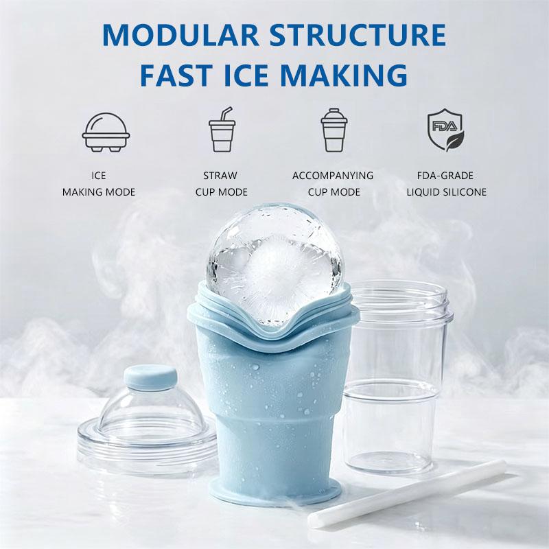 🧊2-in-1 Collapsible Silicone Cup Ice Ball Maker Portable Foldable Whiskey Ice Mold
