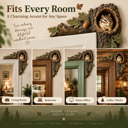 ⏰ Last Day 50% OFF 🐿️ Tree Hollow Chipmunk Door Topper – Bring Woodland Whimsy Home 🍂✨