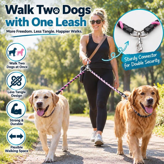 🐶🐶 Double Dog Walking Leash – One Handle, Two Happy Dogs