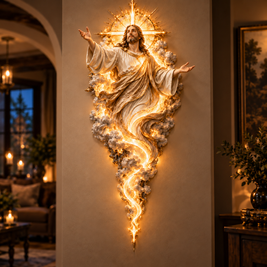 🔥 Last Day 49% OFF | ✝️ Jesus Wall Sculpture | A Radiant Blessing for Your Home