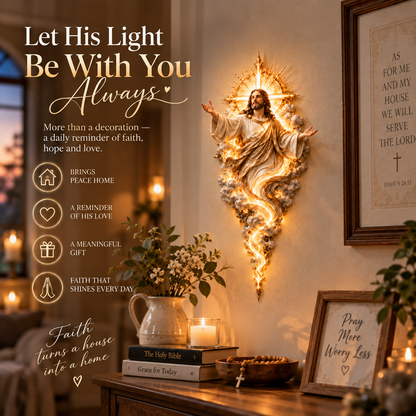 🔥 Last Day 49% OFF | ✝️ Jesus Wall Sculpture | A Radiant Blessing for Your Home