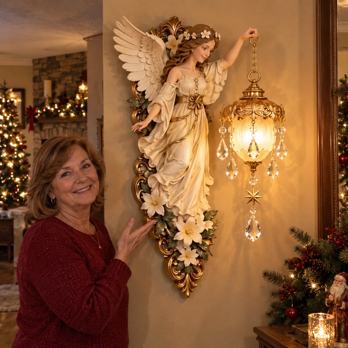 🪽✨ Guardian Glow Angel Wall Light – Christmas Lantern Decor