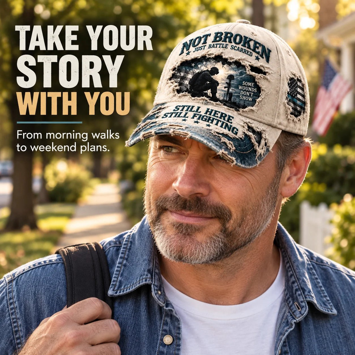 🔥 LAST DAY 50% OFF | 🎖️ Still Here. Still Fighting.™ Veteran PTSD Awareness Cap | 100% Cotton
