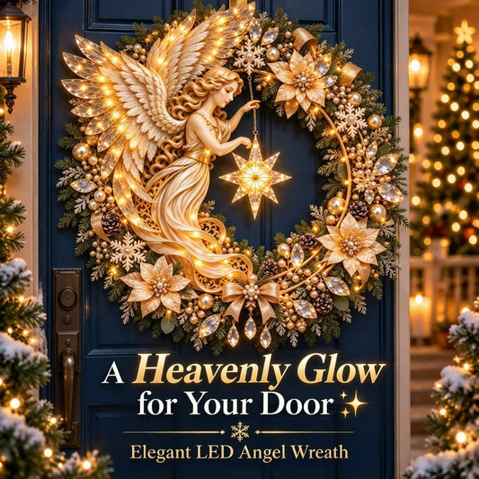 🌟👼 Angelic Radiance Wreath – Illuminated Christmas Shooting Star Decor