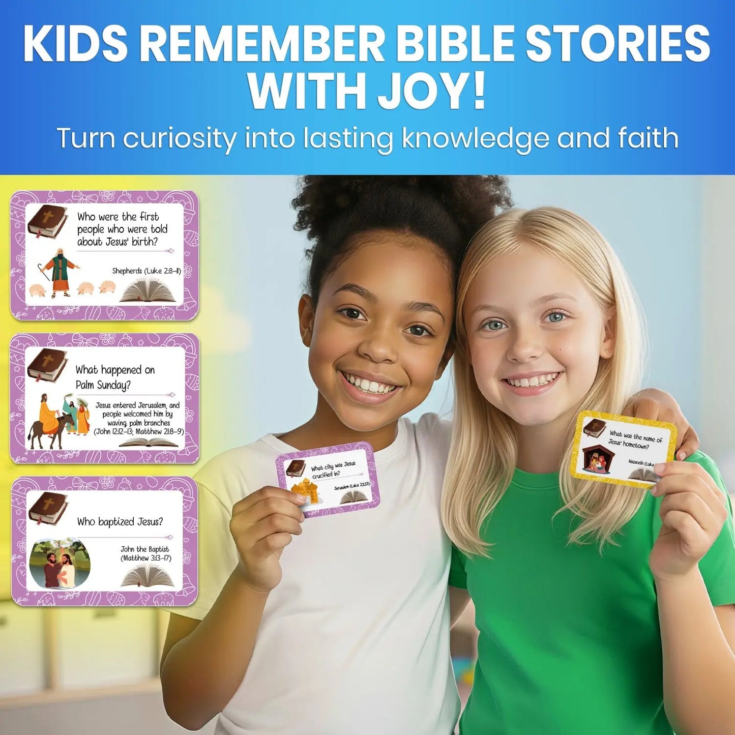 📖 Bible Trivia Challenge for Kids – 300 Questions, 150 Cards, Perfect for Family Game Night & Sunday School