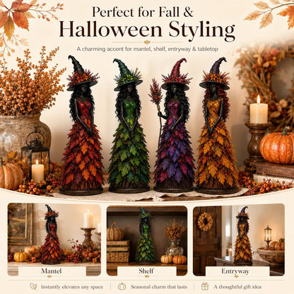 🍂🍁 Mystical Autumn Witch Statue for Fall & Halloween Decor