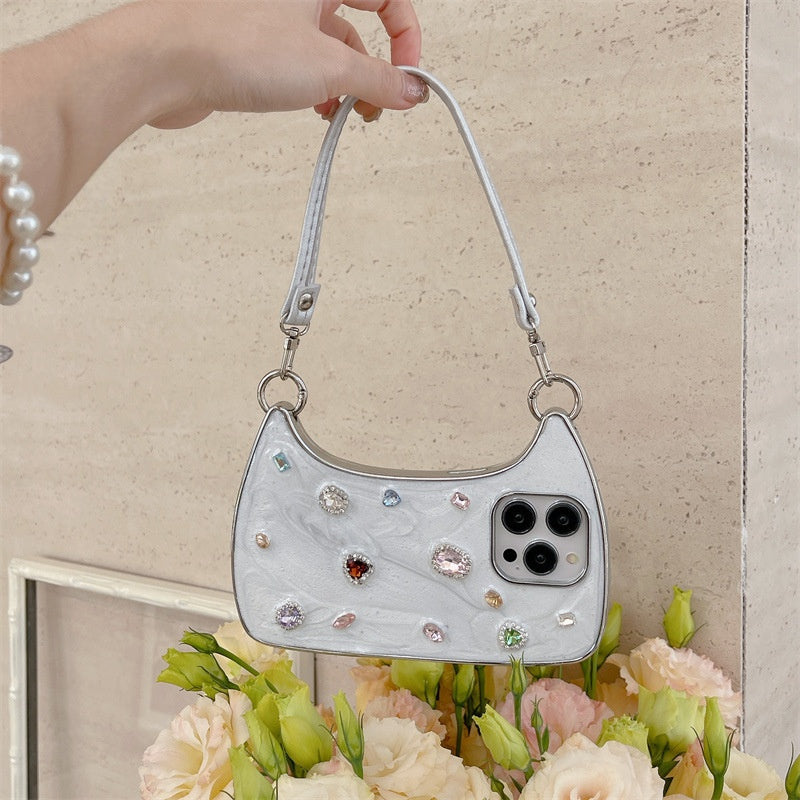 💎🦋 Crystal Butterfly Phone Case & Mini Handbag Set with Detachable Shoulder Strap